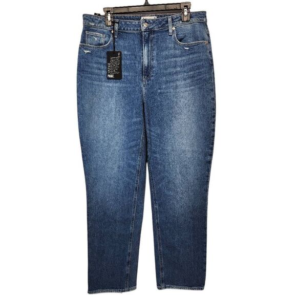 Paige Sarah Straight High Rise Women’s Jeans Size 32 Blue Denim 30” Inseam NWT - Picture 1 of 10